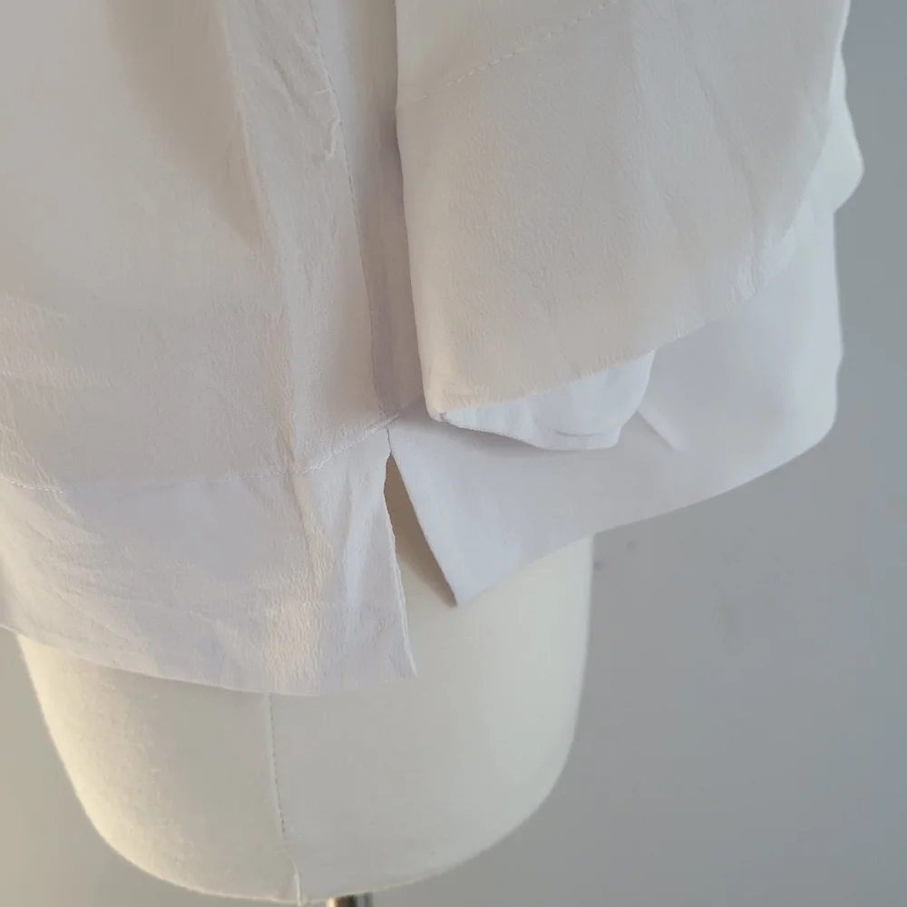 Everlane The Clean Silk V Neck ¾ Sleeve Blouse 6 - Picture 8 of 11